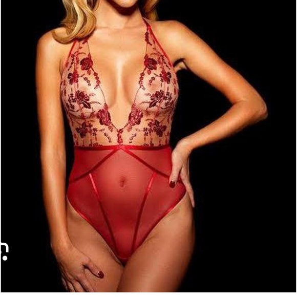 Honey Birdette Whitney Bodysuit SMALL in RED - Picture 2 of 2
